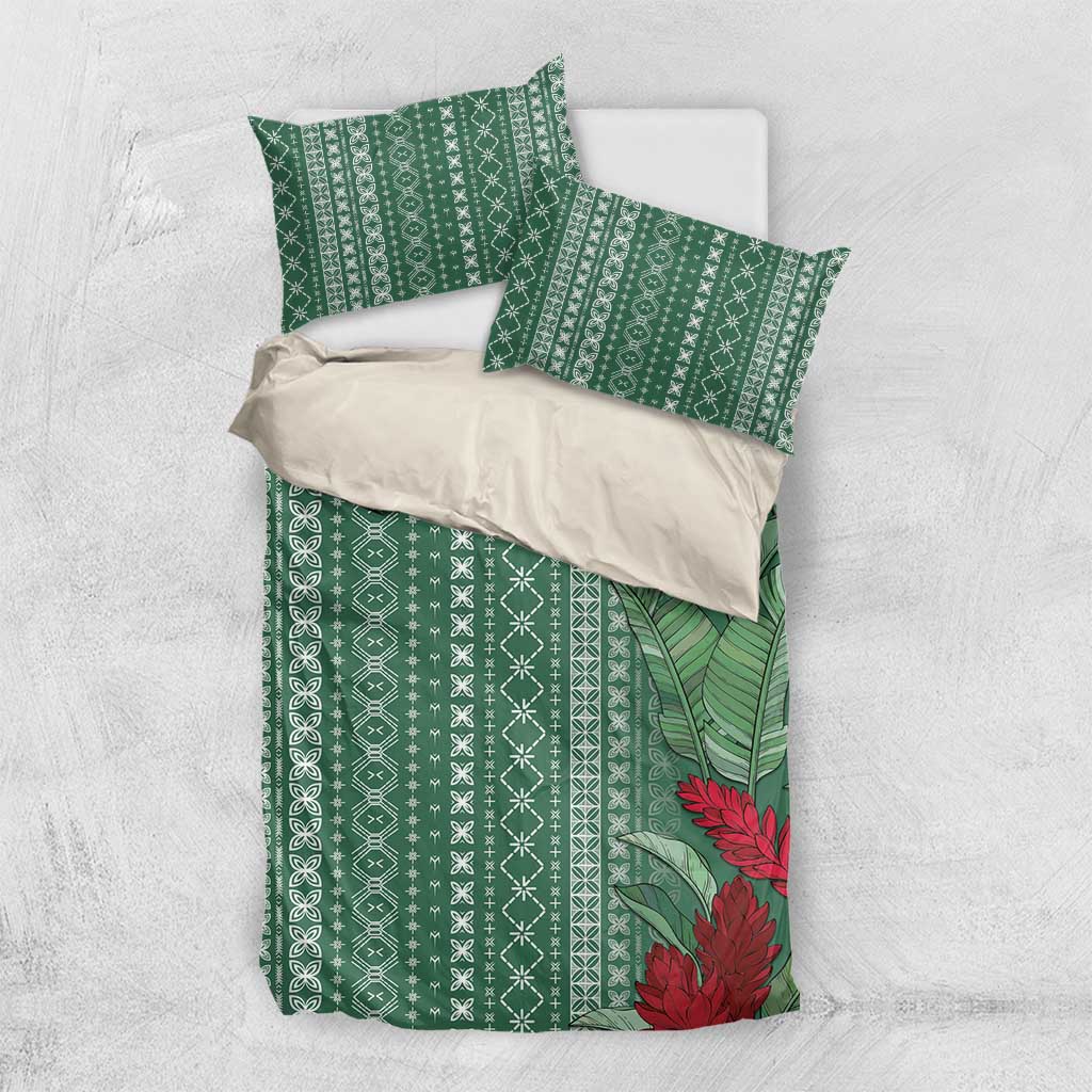 Women's Day Samoa Malu Tattoo Inspired Mix Teuila Bedding Set Sage Green