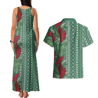Women's Day Samoa Malu Tattoo Inspired Mix Teuila Couples Matching Tank Maxi Dress and Hawaiian Shirt Sage Green LT7 - Polynesian Pride