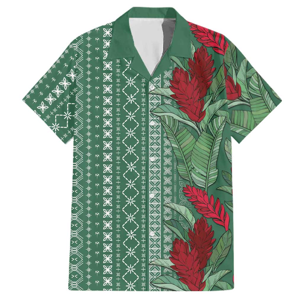 Women's Day Samoa Malu Tattoo Inspired Mix Teuila Family Matching Long Sleeve Bodycon Dress and Hawaiian Shirt Sage Green LT7 Dad's Shirt - Short Sleeve Sage Green - Polynesian Pride