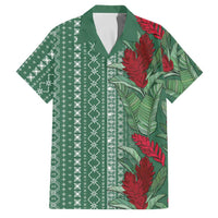 Women's Day Samoa Malu Tattoo Inspired Mix Teuila Family Matching Long Sleeve Bodycon Dress and Hawaiian Shirt Sage Green LT7 Dad's Shirt - Short Sleeve Sage Green - Polynesian Pride
