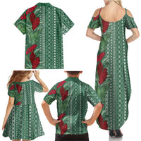 Women's Day Samoa Malu Tattoo Inspired Mix Teuila Family Matching Summer Maxi Dress and Hawaiian Shirt Sage Green LT7 - Polynesian Pride