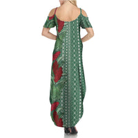 Women's Day Samoa Malu Tattoo Inspired Mix Teuila Family Matching Summer Maxi Dress and Hawaiian Shirt Sage Green LT7 - Polynesian Pride