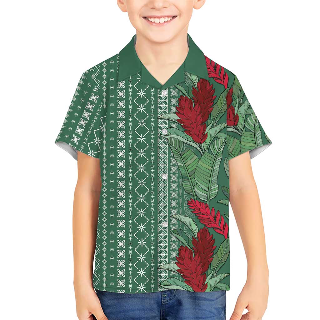 Women's Day Samoa Malu Tattoo Inspired Mix Teuila Kid Hawaiian Shirt Sage Green LT7 Kid Sage Green - Polynesian Pride
