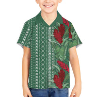 Women's Day Samoa Malu Tattoo Inspired Mix Teuila Kid Hawaiian Shirt Sage Green LT7 Kid Sage Green - Polynesian Pride