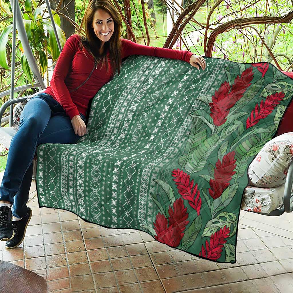 Women's Day Samoa Malu Tattoo Inspired Mix Teuila Quilt Sage Green