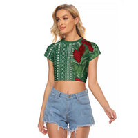 Women's Day Samoa Malu Tattoo Inspired Mix Teuila Raglan Cropped T Shirt Sage Green