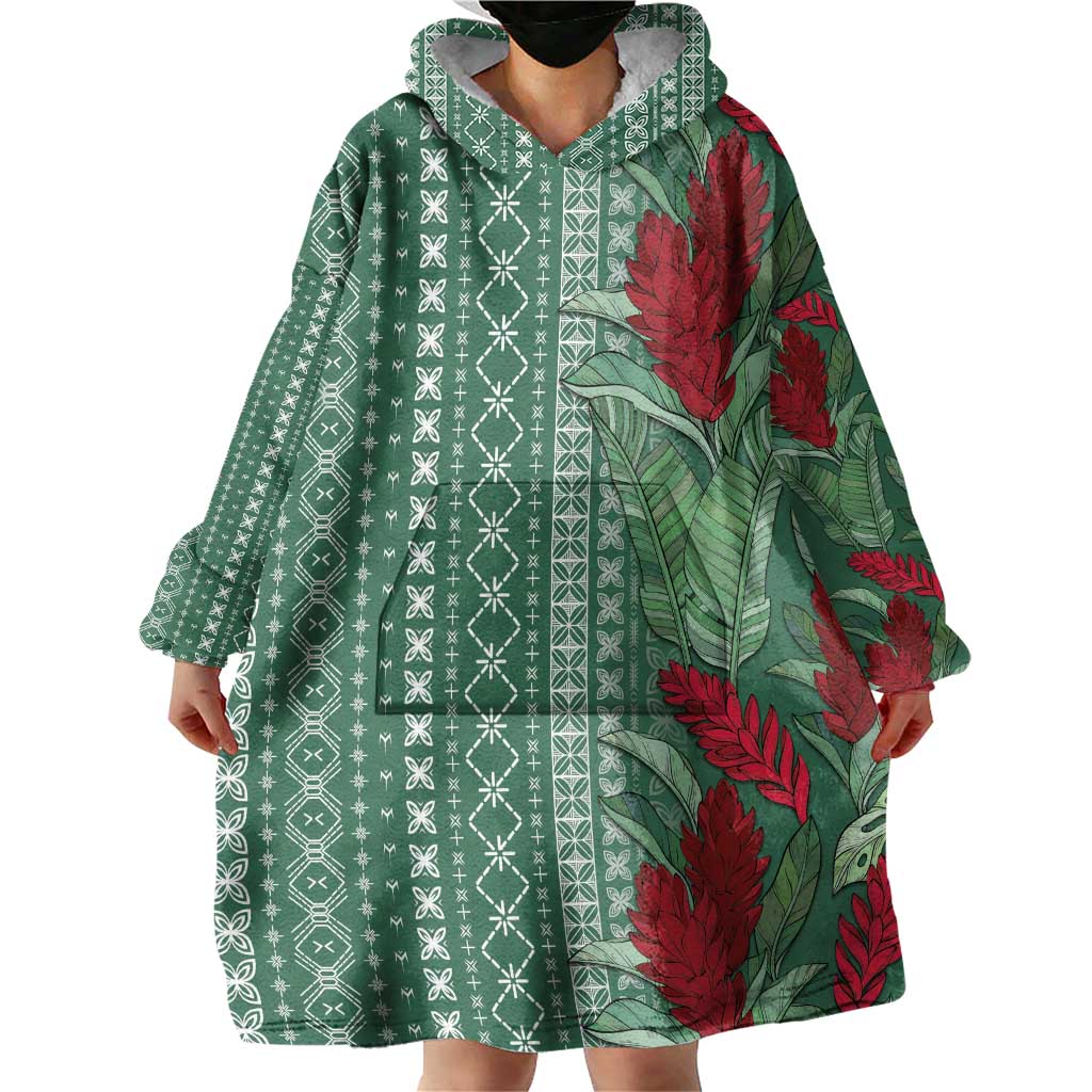Women's Day Samoa Malu Tattoo Inspired Mix Teuila Wearable Blanket Hoodie Sage Green