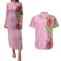 Women's Day Samoa Malu Tattoo Inspired Mix Teuila Couples Matching Puletasi and Hawaiian Shirt Rose Pink LT7 Rose Pink - Polynesian Pride