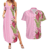 Women's Day Samoa Malu Tattoo Inspired Mix Teuila Couples Matching Summer Maxi Dress and Hawaiian Shirt Rose Pink LT7 Rose Pink - Polynesian Pride
