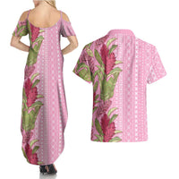 Women's Day Samoa Malu Tattoo Inspired Mix Teuila Couples Matching Summer Maxi Dress and Hawaiian Shirt Rose Pink LT7 - Polynesian Pride