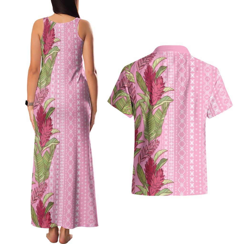 Women's Day Samoa Malu Tattoo Inspired Mix Teuila Couples Matching Tank Maxi Dress and Hawaiian Shirt Rose Pink LT7 - Polynesian Pride