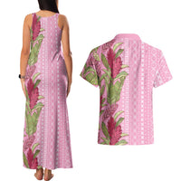 Women's Day Samoa Malu Tattoo Inspired Mix Teuila Couples Matching Tank Maxi Dress and Hawaiian Shirt Rose Pink LT7 - Polynesian Pride