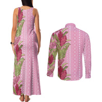Women's Day Samoa Malu Tattoo Inspired Mix Teuila Couples Matching Tank Maxi Dress and Long Sleeve Button Shirt Rose Pink LT7 - Polynesian Pride