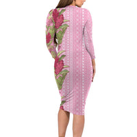 Women's Day Samoa Malu Tattoo Inspired Mix Teuila Family Matching Long Sleeve Bodycon Dress and Hawaiian Shirt Rose Pink LT7 - Polynesian Pride