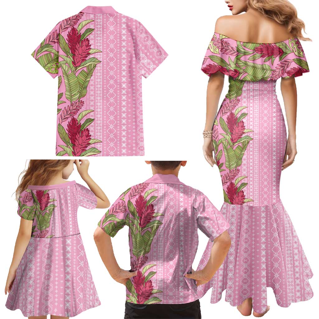 Women's Day Samoa Malu Tattoo Inspired Mix Teuila Family Matching Mermaid Dress and Hawaiian Shirt Rose Pink LT7 - Polynesian Pride