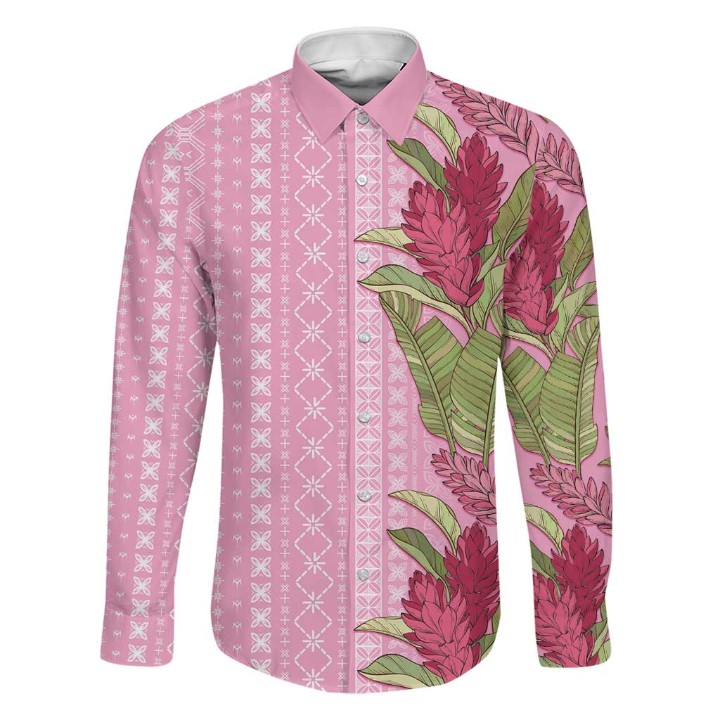 Women's Day Samoa Malu Tattoo Inspired Mix Teuila Family Matching Mermaid Dress and Hawaiian Shirt Rose Pink LT7 Dad's Shirt - Long Sleeve Rose Pink - Polynesian Pride
