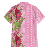 Women's Day Samoa Malu Tattoo Inspired Mix Teuila Family Matching Off The Shoulder Long Sleeve Dress and Hawaiian Shirt Rose Pink LT7 - Polynesian Pride