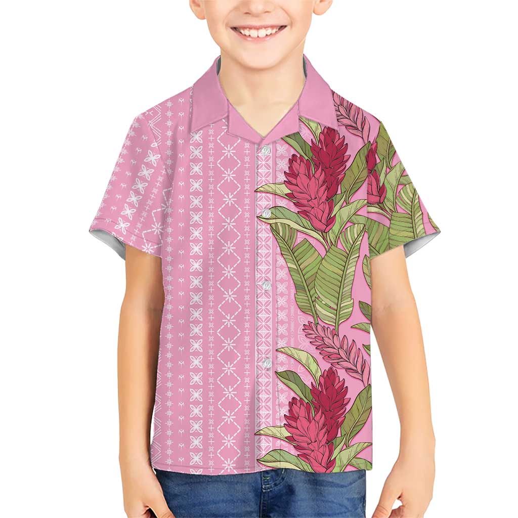 Women's Day Samoa Malu Tattoo Inspired Mix Teuila Family Matching Off The Shoulder Long Sleeve Dress and Hawaiian Shirt Rose Pink LT7 Son's Shirt Rose Pink - Polynesian Pride