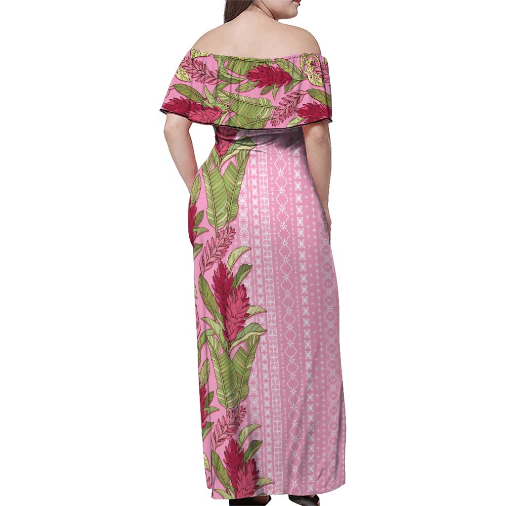 Women's Day Samoa Malu Tattoo Inspired Mix Teuila Family Matching Off Shoulder Maxi Dress and Hawaiian Shirt Rose Pink LT7 - Polynesian Pride