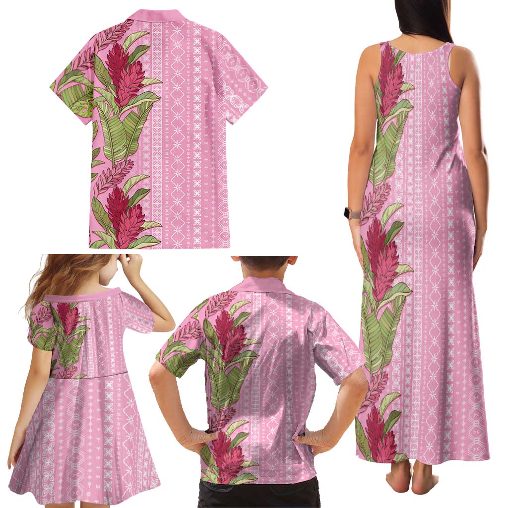Women's Day Samoa Malu Tattoo Inspired Mix Teuila Family Matching Tank Maxi Dress and Hawaiian Shirt Rose Pink LT7 - Polynesian Pride