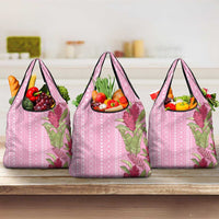 Women's Day Samoa Malu Tattoo Inspired Mix Teuila Grocery Bag Rose Pink