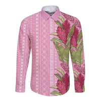 Women's Day Samoa Malu Tattoo Inspired Mix Teuila Long Sleeve Button Shirt Rose Pink LT7 Unisex Rose Pink - Polynesian Pride