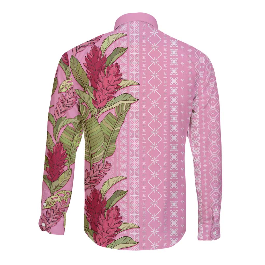 Women's Day Samoa Malu Tattoo Inspired Mix Teuila Long Sleeve Button Shirt Rose Pink LT7 - Polynesian Pride