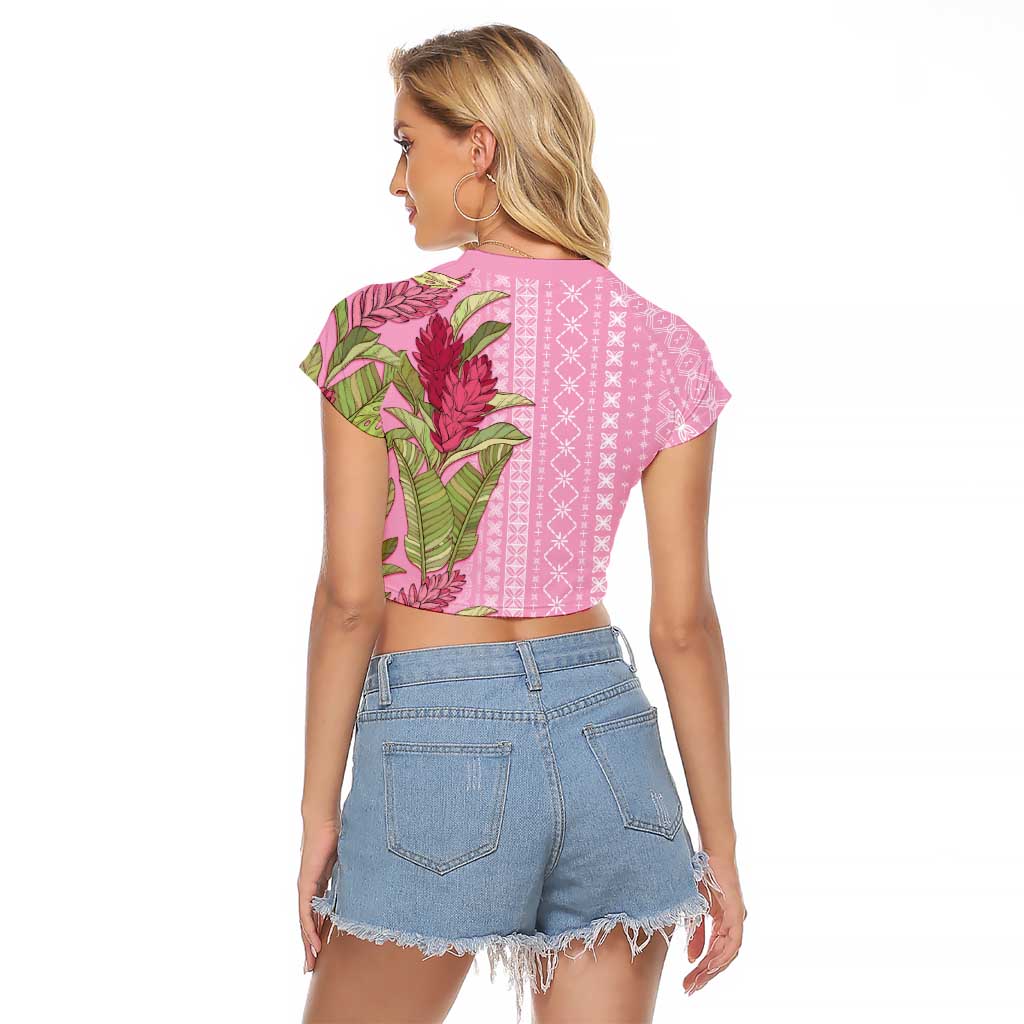 Women's Day Samoa Malu Tattoo Inspired Mix Teuila Raglan Cropped T Shirt Rose Pink LT7 - Polynesian Pride