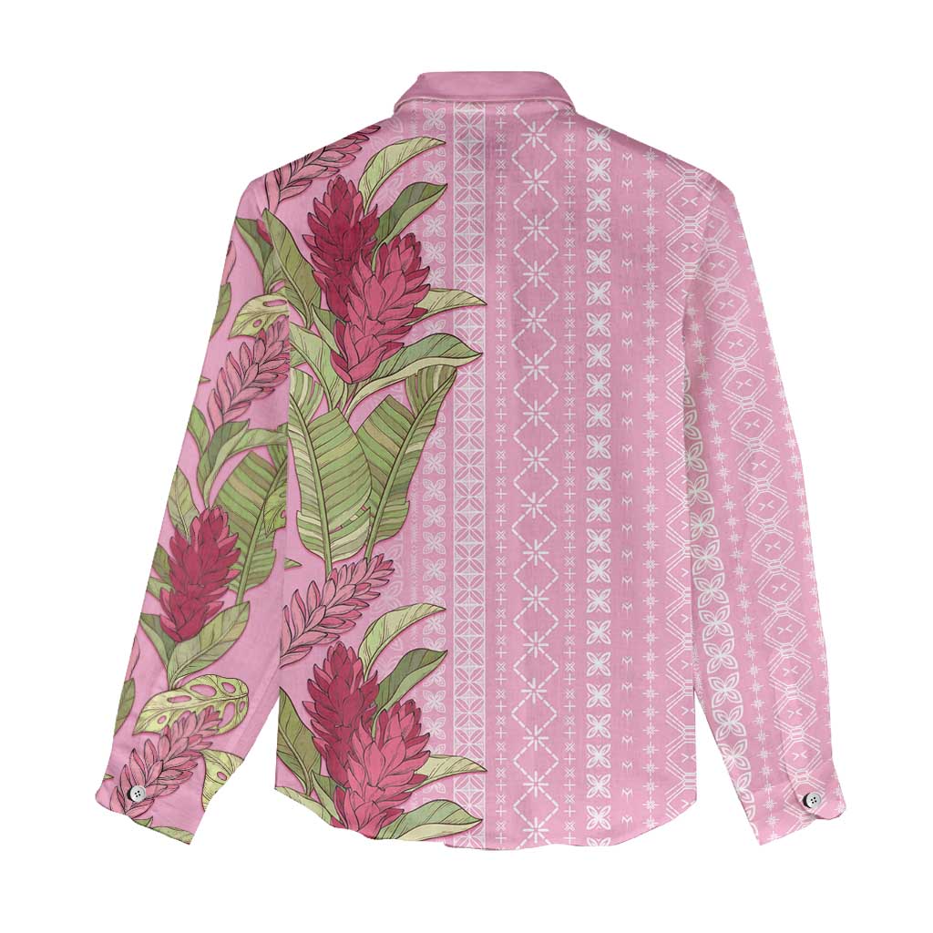 Women's Day Samoa Malu Tattoo Inspired Mix Teuila Women Casual Shirt Rose Pink