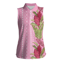 Women's Day Samoa Malu Tattoo Inspired Mix Teuila Women Sleeveless Polo Shirt Rose Pink LT7 Female Rose Pink - Polynesian Pride