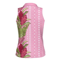Women's Day Samoa Malu Tattoo Inspired Mix Teuila Women Sleeveless Polo Shirt Rose Pink LT7 - Polynesian Pride