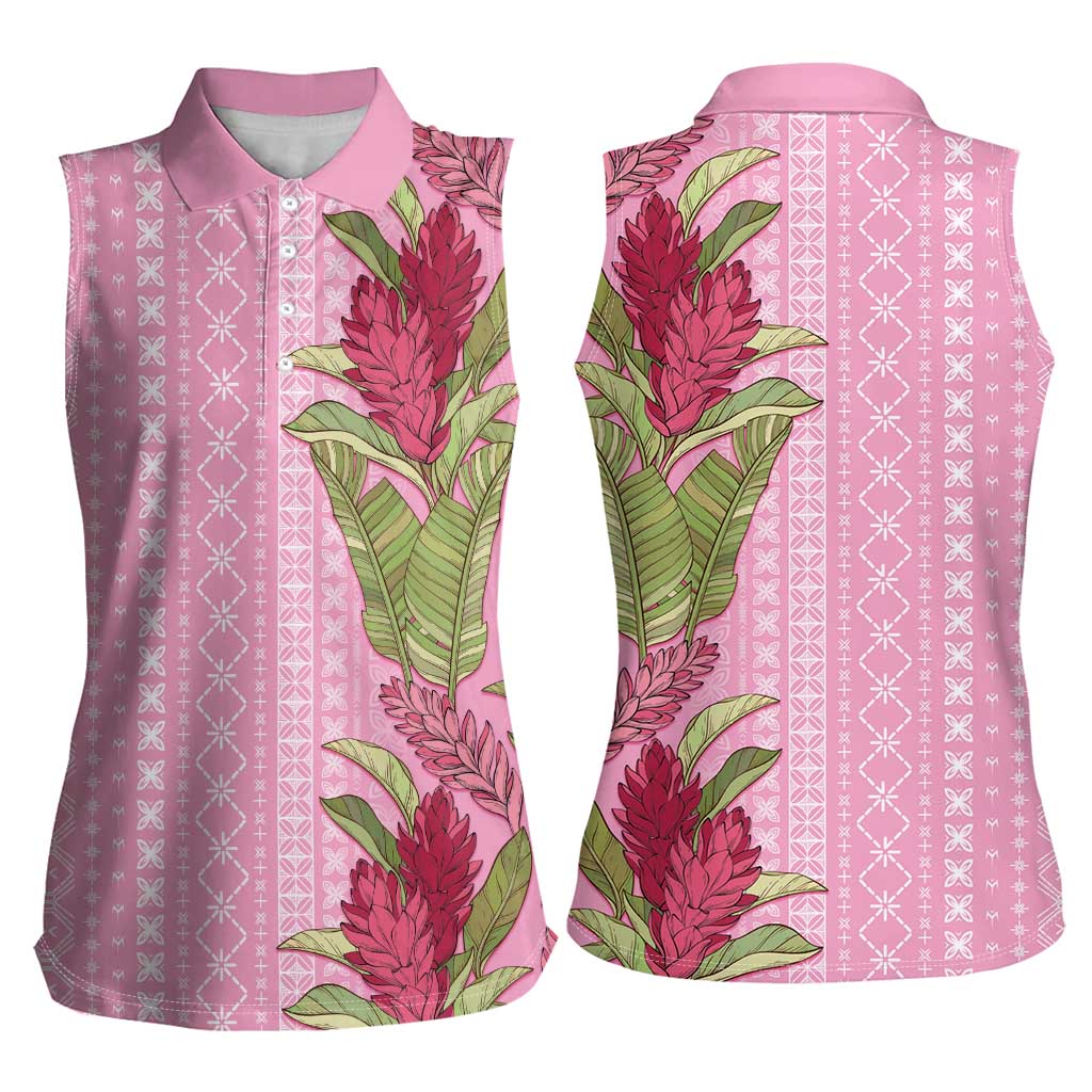 Women's Day Samoa Malu Tattoo Inspired Mix Teuila Women Sleeveless Polo Shirt Rose Pink LT7 - Polynesian Pride