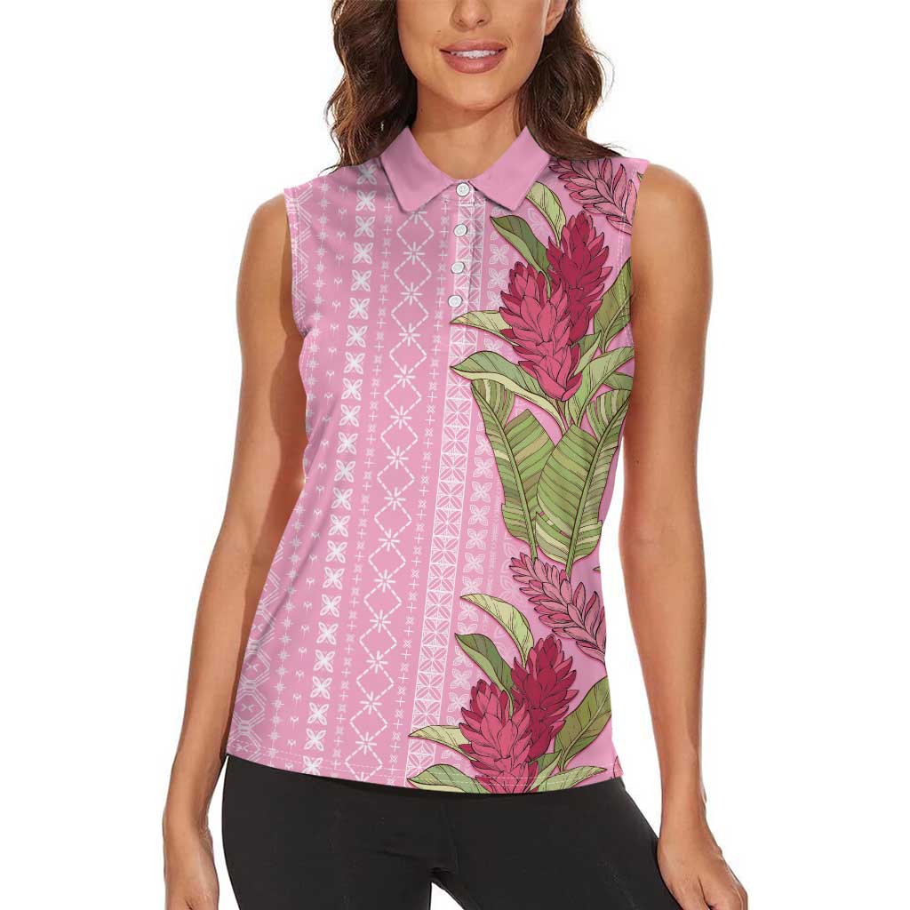 Women's Day Samoa Malu Tattoo Inspired Mix Teuila Women Sleeveless Polo Shirt Rose Pink LT7 - Polynesian Pride