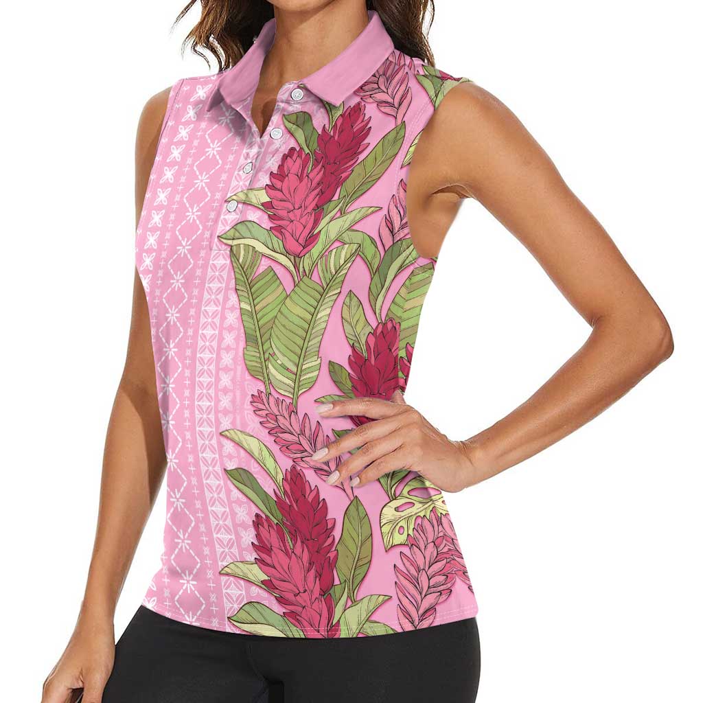 Women's Day Samoa Malu Tattoo Inspired Mix Teuila Women Sleeveless Polo Shirt Rose Pink LT7 - Polynesian Pride