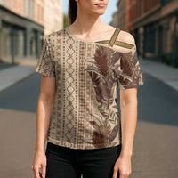 Women's Day Samoa Malu Tattoo Inspired Mix Teuila Cross Shoulder Shirt Vintage Tapa