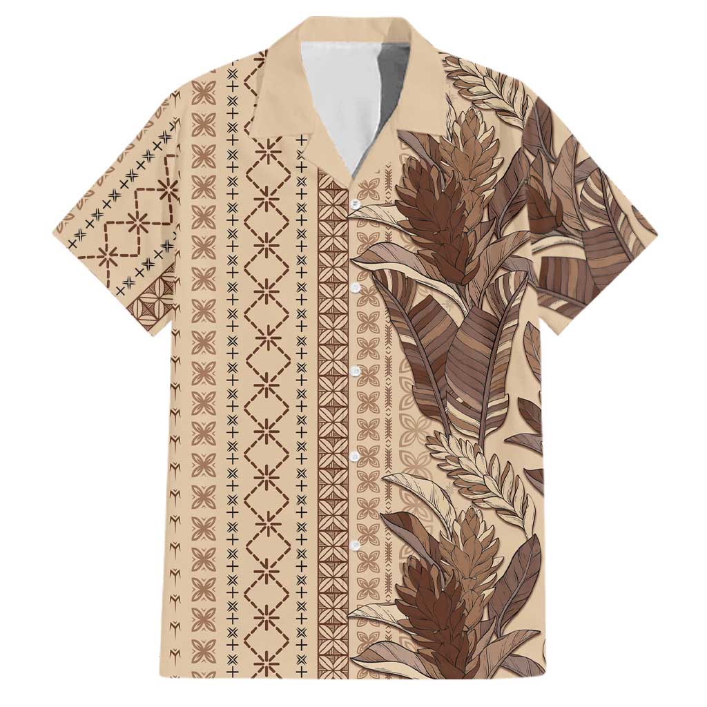 Women's Day Samoa Malu Tattoo Inspired Mix Teuila Family Matching Off Shoulder Maxi Dress and Hawaiian Shirt Vintage Tapa LT7 Dad's Shirt - Short Sleeve Beige - Polynesian Pride