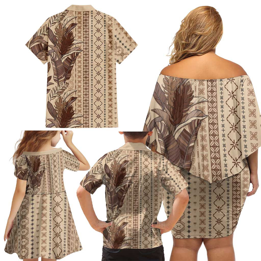 Women's Day Samoa Malu Tattoo Inspired Mix Teuila Family Matching Off Shoulder Short Dress and Hawaiian Shirt Vintage Tapa LT7 - Polynesian Pride