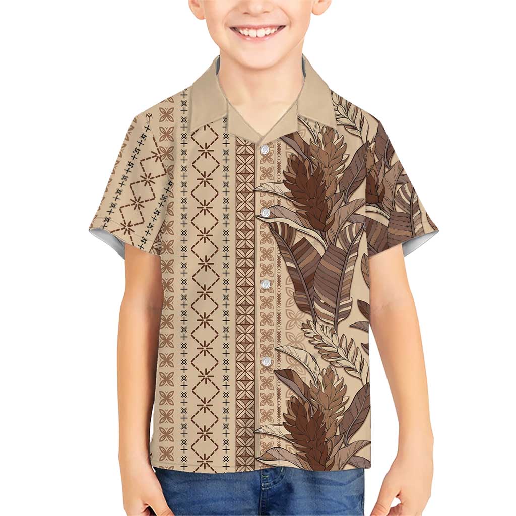 Women's Day Samoa Malu Tattoo Inspired Mix Teuila Family Matching Off Shoulder Short Dress and Hawaiian Shirt Vintage Tapa LT7 Son's Shirt Beige - Polynesian Pride