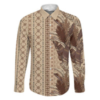 Women's Day Samoa Malu Tattoo Inspired Mix Teuila Family Matching Short Sleeve Bodycon Dress and Hawaiian Shirt Vintage Tapa LT7 Dad's Shirt - Long Sleeve Beige - Polynesian Pride