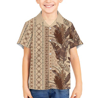 Women's Day Samoa Malu Tattoo Inspired Mix Teuila Family Matching Summer Maxi Dress and Hawaiian Shirt Vintage Tapa LT7 Son's Shirt Beige - Polynesian Pride