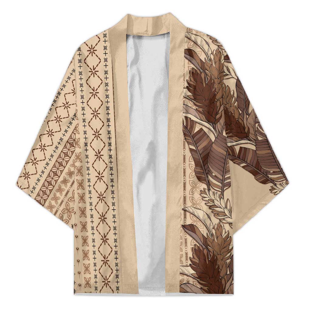 Women's Day Samoa Malu Tattoo Inspired Mix Teuila Kimono Vintage Tapa LT7 Unisex Beige - Polynesian Pride