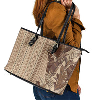 Women's Day Samoa Malu Tattoo Inspired Mix Teuila Leather Tote Bag Vintage Tapa