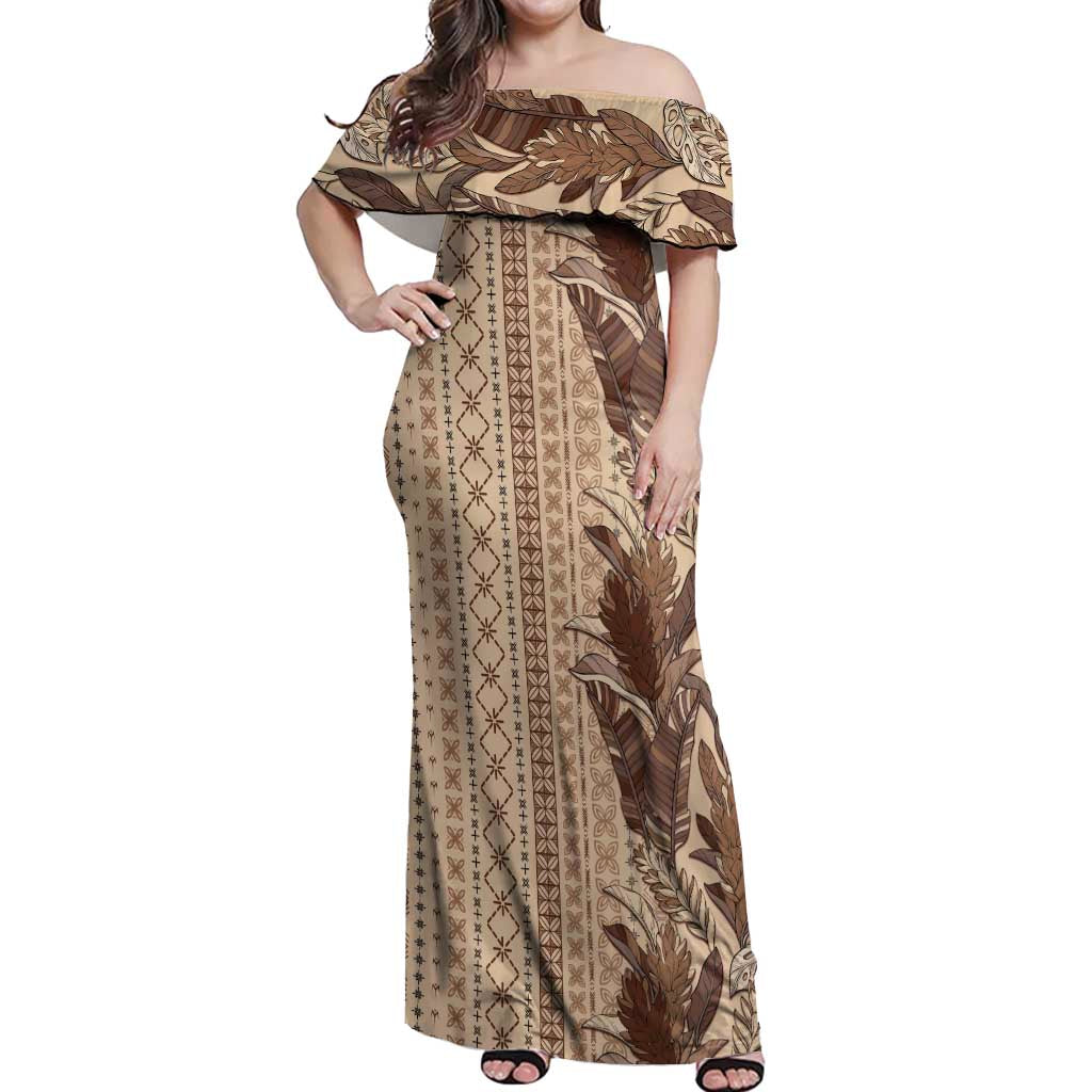 Women's Day Samoa Malu Tattoo Inspired Mix Teuila Off Shoulder Maxi Dress Vintage Tapa