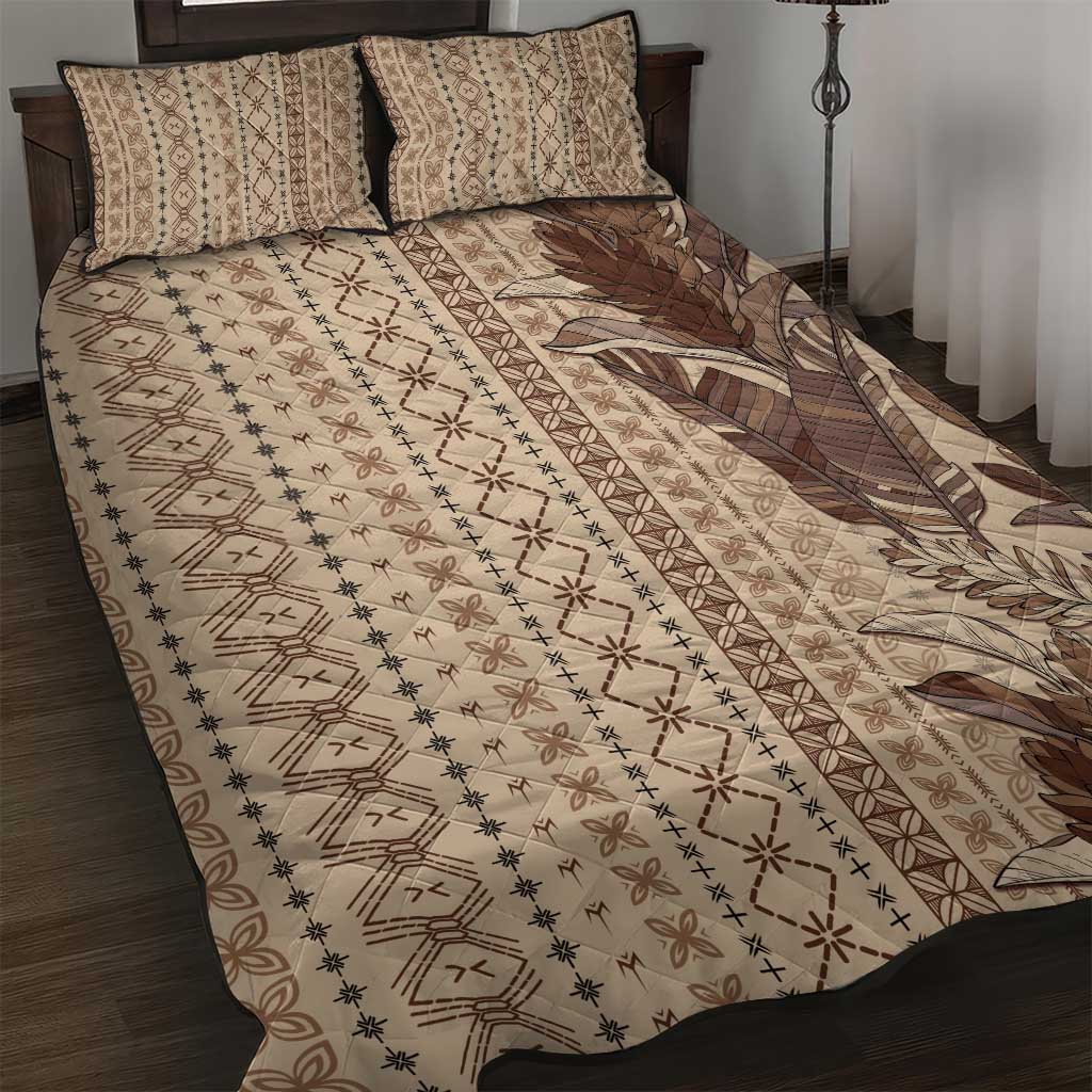 Women's Day Samoa Malu Tattoo Inspired Mix Teuila Quilt Bed Set Vintage Tapa LT7 Beige - Polynesian Pride
