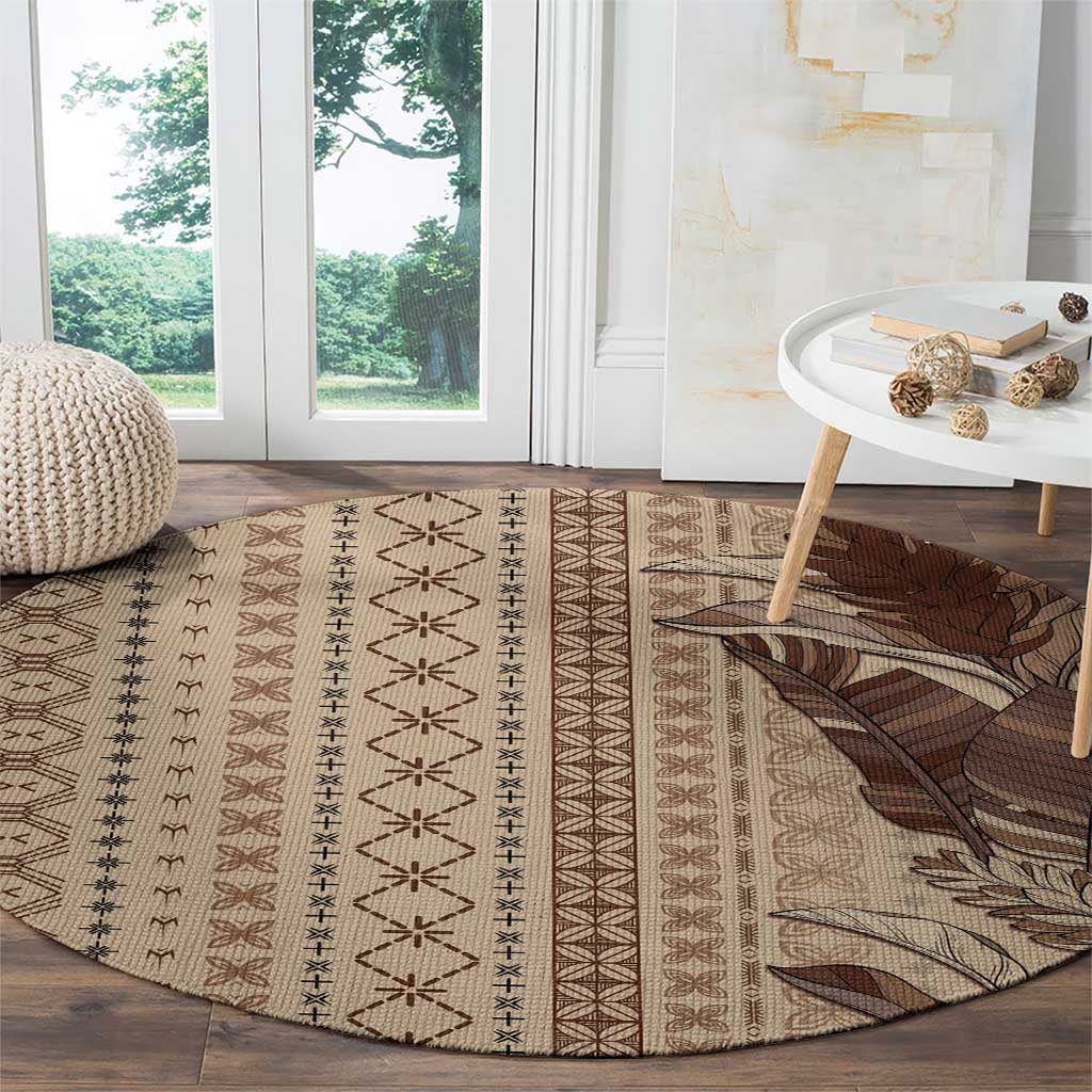 Women's Day Samoa Malu Tattoo Inspired Mix Teuila Round Carpet Vintage Tapa