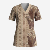 Women's Day Samoa Malu Tattoo Inspired Mix Teuila Scrub Top Vintage Tapa LT7 Adult Beige - Polynesian Pride