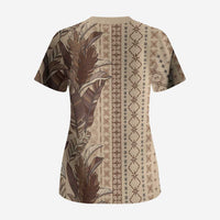 Women's Day Samoa Malu Tattoo Inspired Mix Teuila Scrub Top Vintage Tapa LT7 - Polynesian Pride