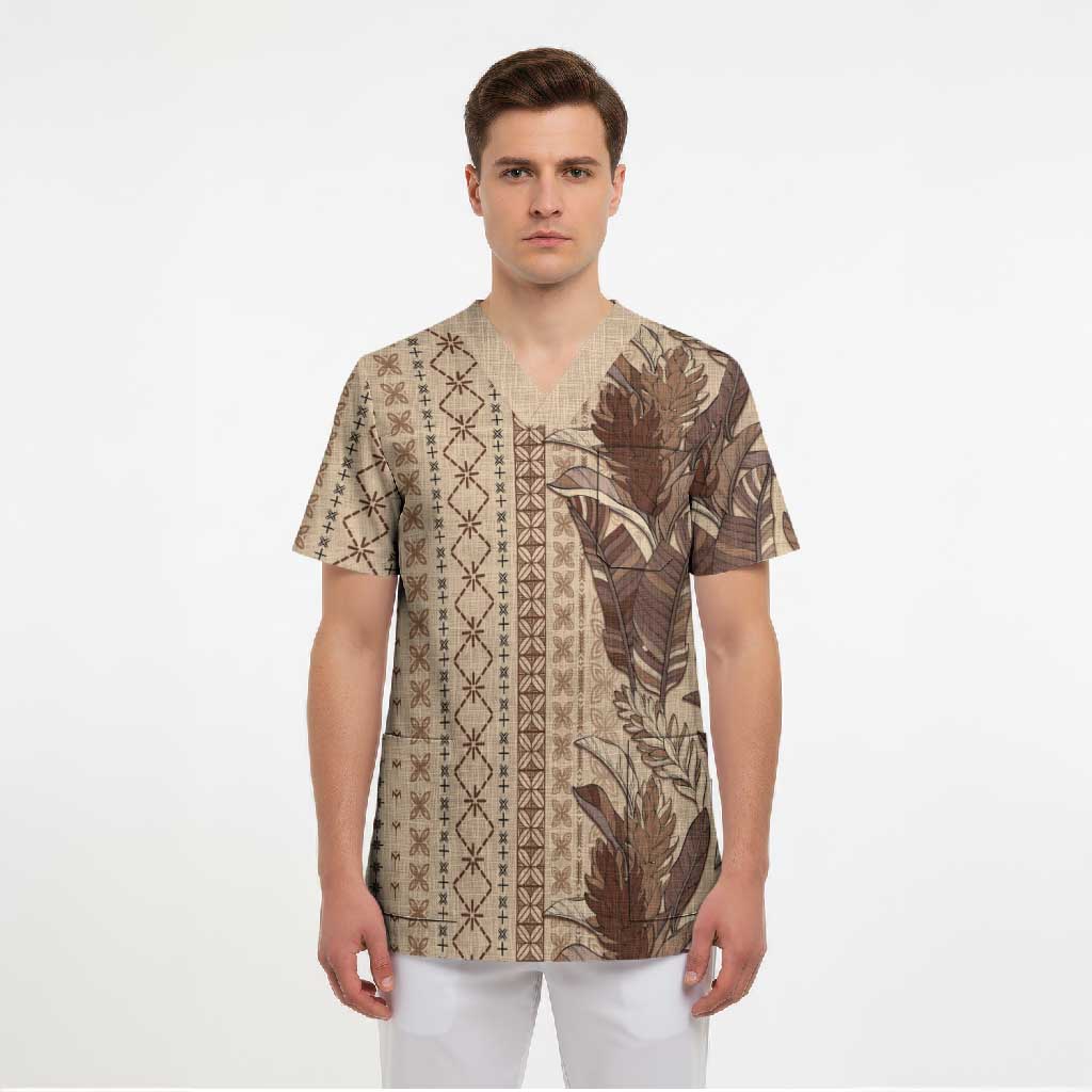 Women's Day Samoa Malu Tattoo Inspired Mix Teuila Scrub Top Vintage Tapa LT7 - Polynesian Pride