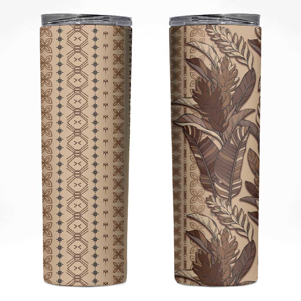 Women's Day Samoa Malu Tattoo Inspired Mix Teuila Skinny Tumbler Vintage Tapa LT7 Beige - Polynesian Pride