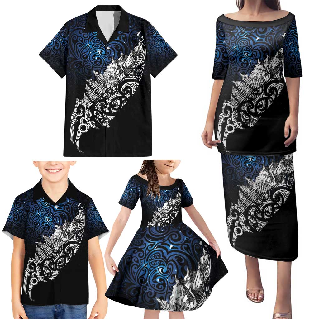 Maori Matariki Family Matching Puletasi and Hawaiian Shirt Landscape Styled Fern - Galaxy LT7 - Polynesian Pride